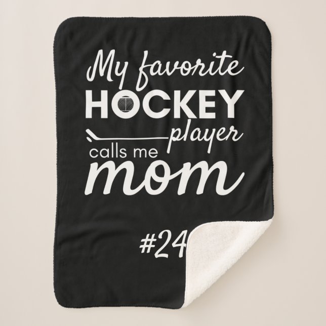 Hockey mom rink gear blanket favorite player black (Front)