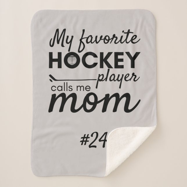 Hockey mom rink gear blanket favorite player grey (Front)