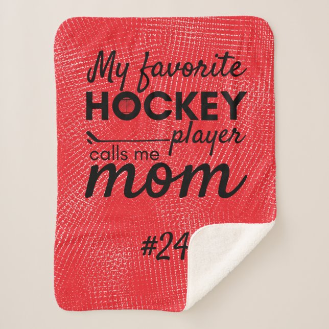 Hockey mom rink gear blanket favorite player red (Front)