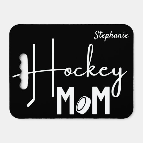 Hockey mom rink seat cushion calligraphy blac