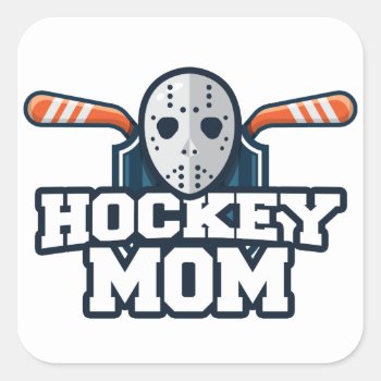 Hockey Mom Square Sticker by StargazerDesigns at Zazzle