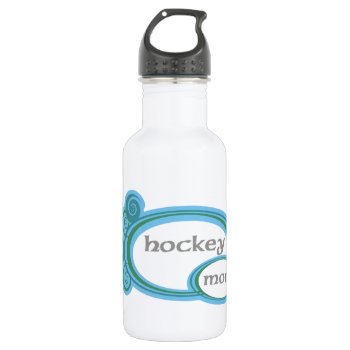 Hockey Mom Swirl Stainless Steel Water Bottle by PolkaDotTees at Zazzle