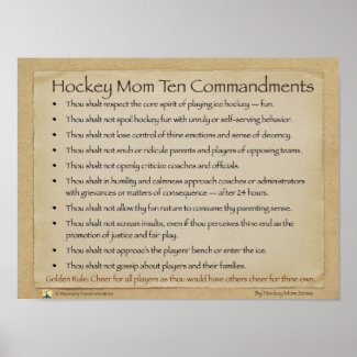 Hockey Mom Ten Commandments poster