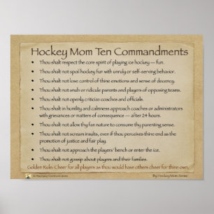 Hockey Mom Ten Commandments poster