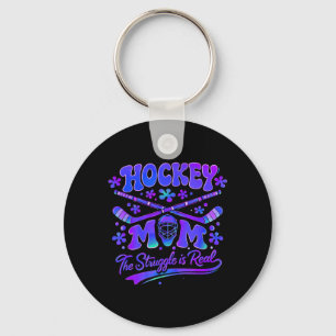 Hockey Mom The Struggle Is Real Goalie Mask Sticks Keychain