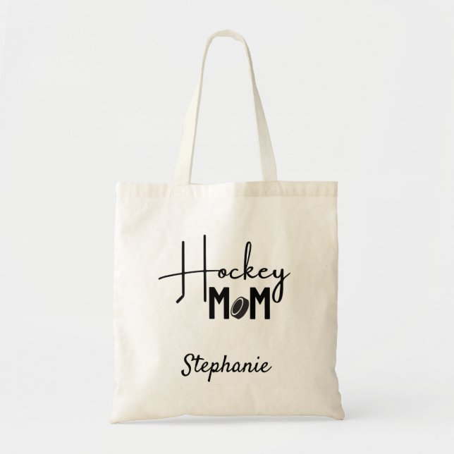 Hockey Mom tote bag calligraphy black (Front)