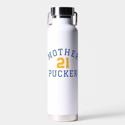 Hockey Mom Water Bottle Mother Pucker with Number 