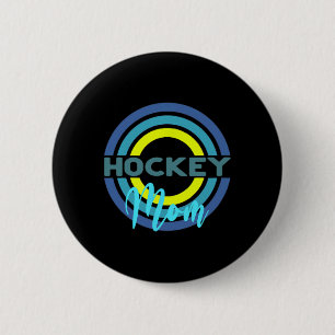Hockey Mom With Modern Hockey Circles Button