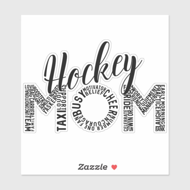 Hockey Mom Word Art Sticker (Sheet)