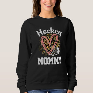 Hockey Mommy Leopard Heart Ice Hockey Sweatshirt