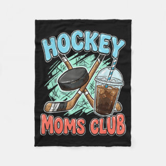 Hockey Moms Club Iced Coffee Crossed Sticks Puck Fleece Blanket