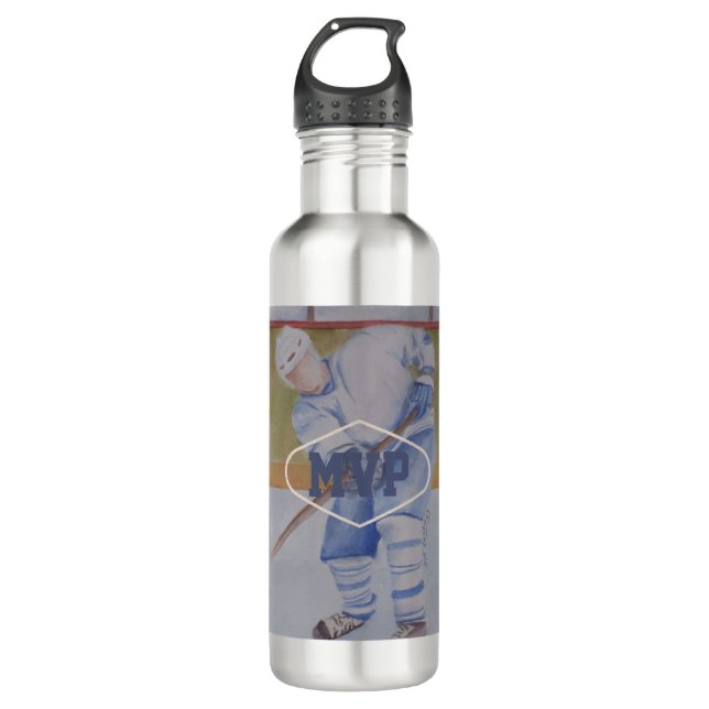 HOCKEY MVP MONOGRAM STAINLESS STEEL WATER BOTTLE (Front)