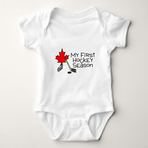 Hockey My First Hockey Season Canada Baby Bodysuit