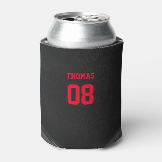 Hockey Name and Number Personalized Can Cooler (Can Front)