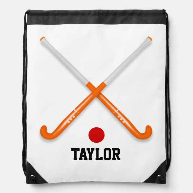 Hockey Name Template Customize Drawstring Bag (Front)
