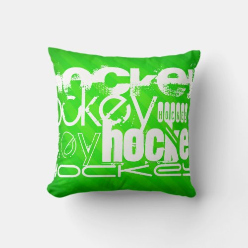 Hockey Neon Green Stripes Throw Pillow