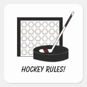 Hockey Net, Stick and Puck Square Sticker
