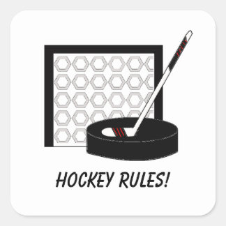 Hockey Net, Stick and Puck Square Sticker