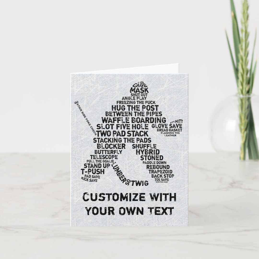 Hockey Netminder Typography Birthday Card Zazzle
