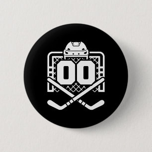 Hockey Number 00 Jersey Funny Hockey Player Game D Button