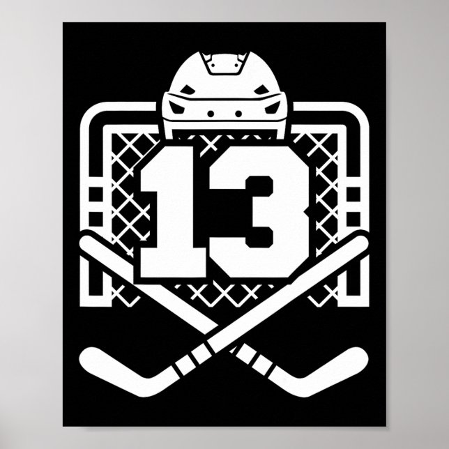 Hockey Number 13 Jersey Funny Hockey Player Game D Poster (Front)