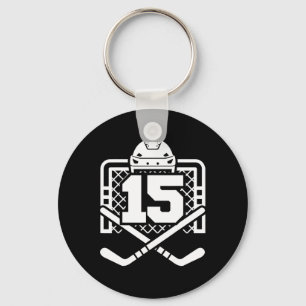 Hockey Number 15 Jersey Funny Hockey Player Game D Keychain