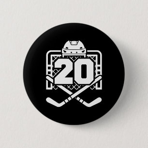 Hockey Number 20 Jersey Funny Hockey Player Game D Button