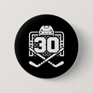 Hockey Number 30 Jersey Funny Hockey Player Game D Button
