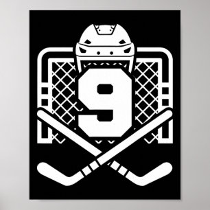 Hockey Number 9 Jersey Funny Hockey Player Game Da Poster