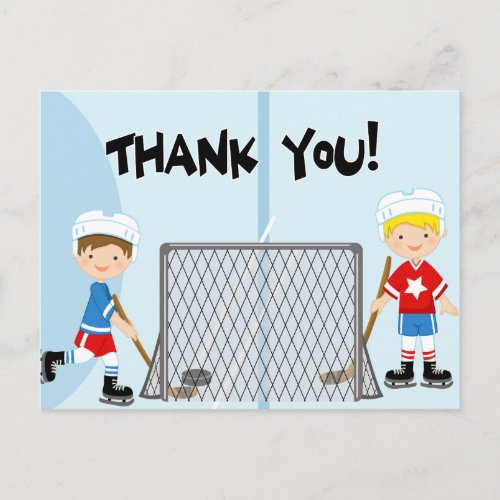 Hockey Party Sports Birthday Thank You Postcard