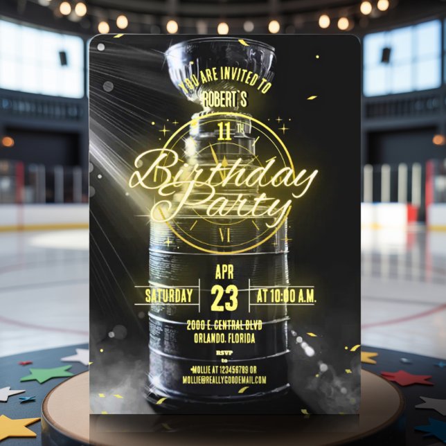 Hockey Party Themed Customizeable Photo Invitation (Creator Uploaded)