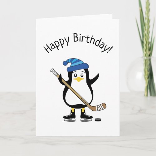 Hockey Penguin Birthday Card