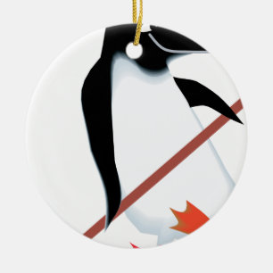 Hockey penguin ceramic ornament