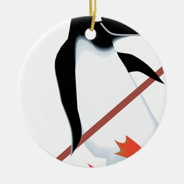Hockey penguin ceramic ornament (Front)