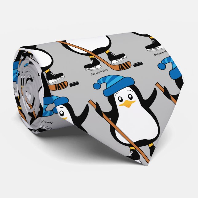 Hockey Penguin Neck Tie (Rolled)
