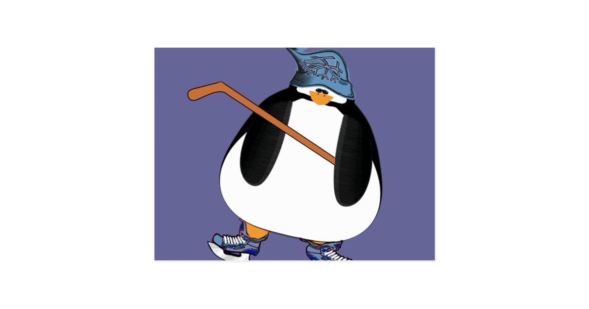 Hockey Penguin Postcard | Zazzle