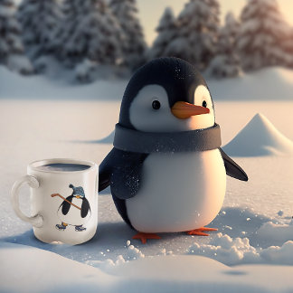 Hockey Penguin Two-Tone Coffee Mug