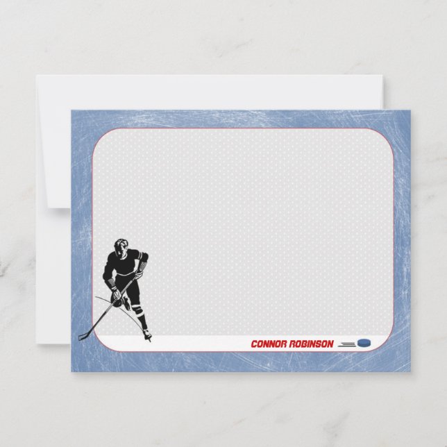 Hockey Personalized Note Cards (Front)