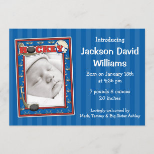 Hockey Birth Announcement Template for 5x7 Hoop