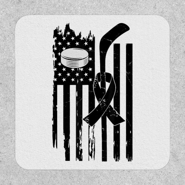 Hockey Pink Ribbon Breast Cancer Awareness Sport L Patch (Front)