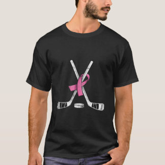 Hockey Pink Ribbon Breast Cancer Awareness Sport L T-Shirt