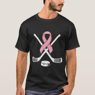 Hockey Pink Ribbon Breast Cancer Awareness Sport T-Shirt