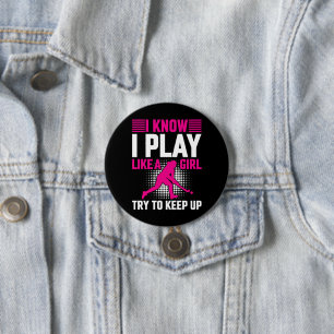 Hockey Play Like a Girl Button
