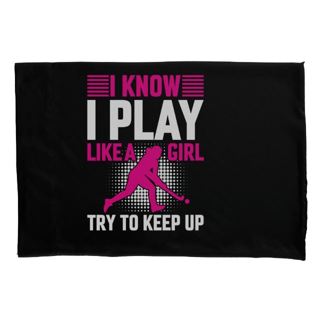 Hockey Play Like a Girl Ceramic Pillow Case (Front)