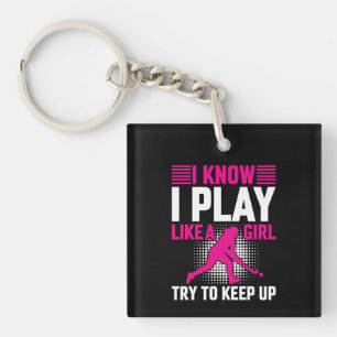 Hockey Play Like a Girl Keychain