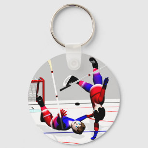 Hockey Player Action Keychain