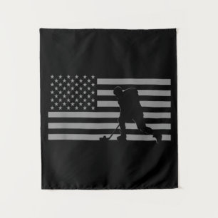 Hockey Player - American Flag Hockey Tapestry