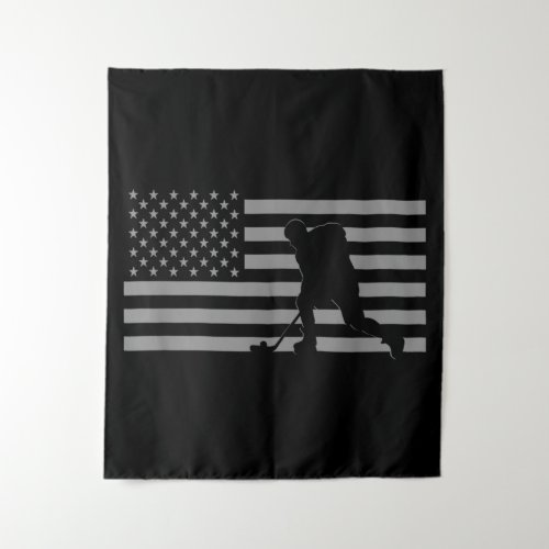 Hockey Player _ American Flag Hockey Tapestry