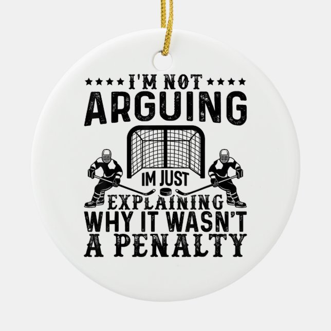 Hockey Player Arguing Gift Funny Hockey Ceramic Ornament (Front)