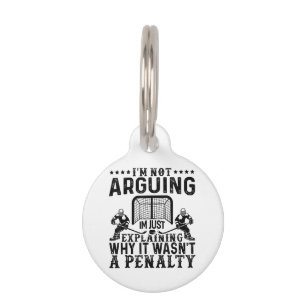 Hockey Player Arguing Gift Funny Hockey Pet ID Tag